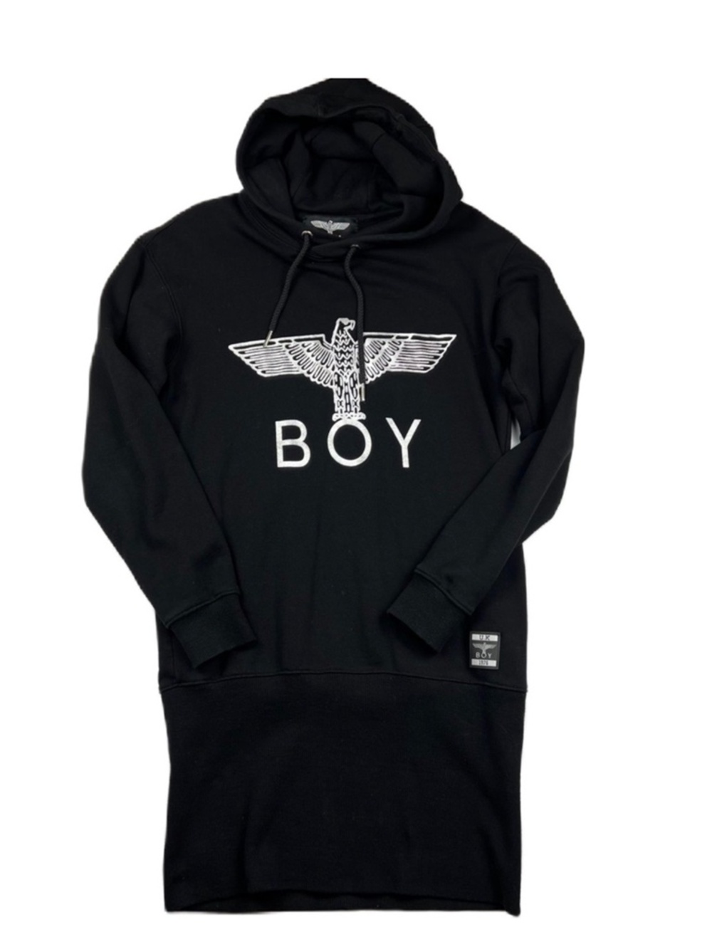 Boy London Tunic Hoodie Silver Graphic Print size S Black Athleisure Streetwear